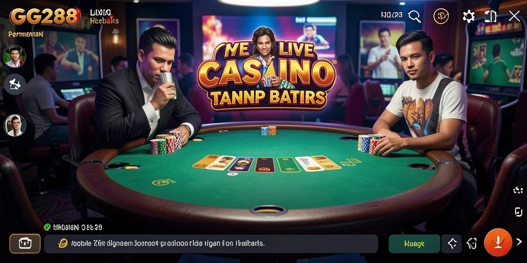 Tampilan menarik dari gameplay Live Casino GG288 dengan dealer langsung.