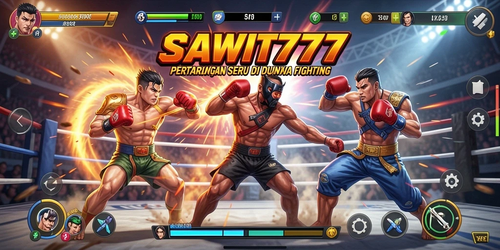 Screenshot gameplay menunjukkan pertarungan seru di SAWIT777.